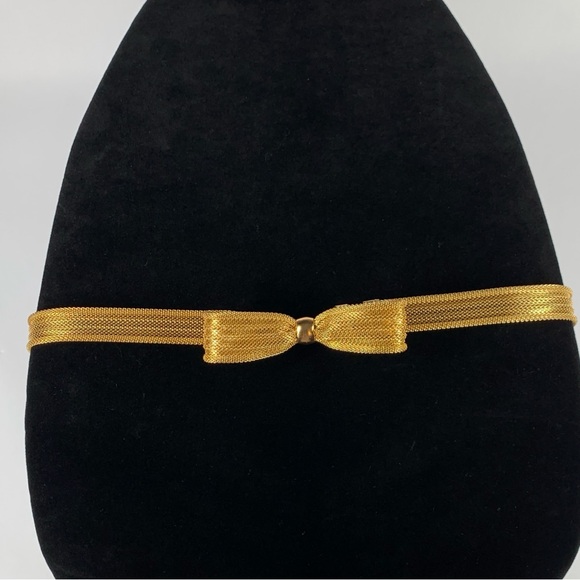 Vtg Women’s Belt Goldtone Metal Mesh with Bow Accent 23.5” Waist Non Adjustable - Picture 8 of 8